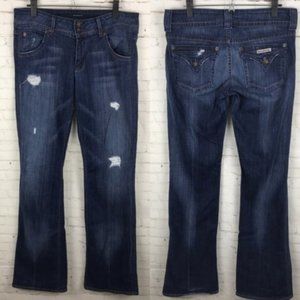 Hudson Jeans Women Blue Distressed Flare 30